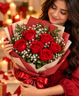 Classic Red Rose Bouquet – 6 Red Roses