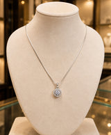 Classic Round Crystal Halo Pendant Necklace for Women