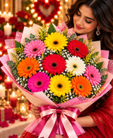 Colorful Gerbera Bouquet – 10 Gerberas