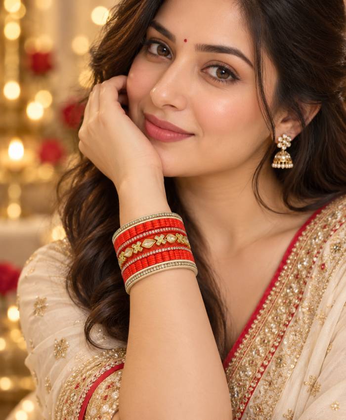Coral Radiance Lac Bangle Set