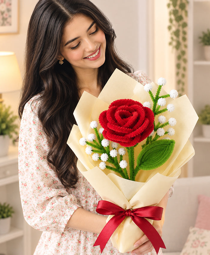 Crimson Love Handmade Flower Bouquet