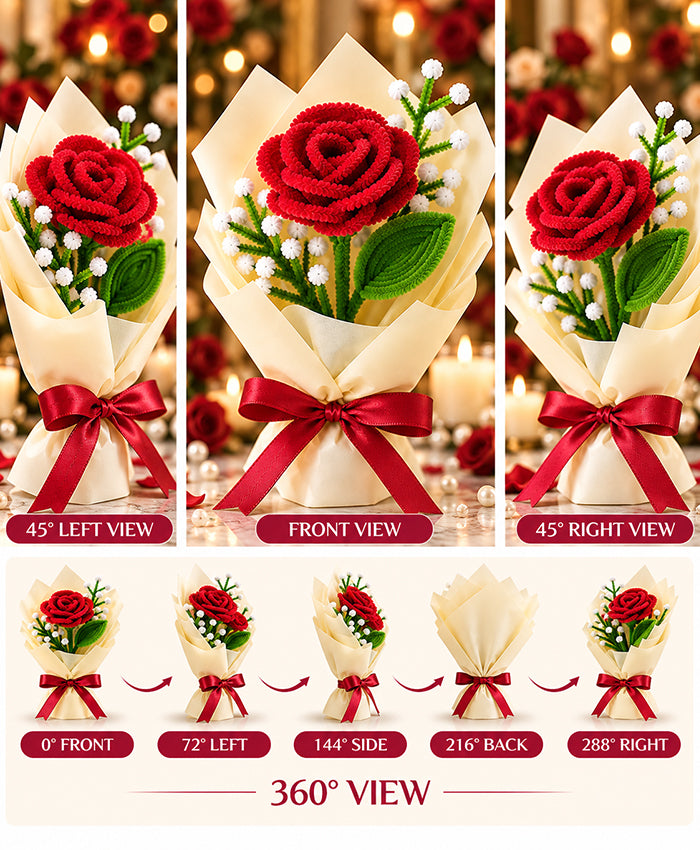 Crimson Love Handmade Flower Bouquet
