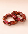Crimson Green Marbled Festive Statement Lac Bangles