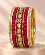 Crimson Sparkle Lac Bangle Set