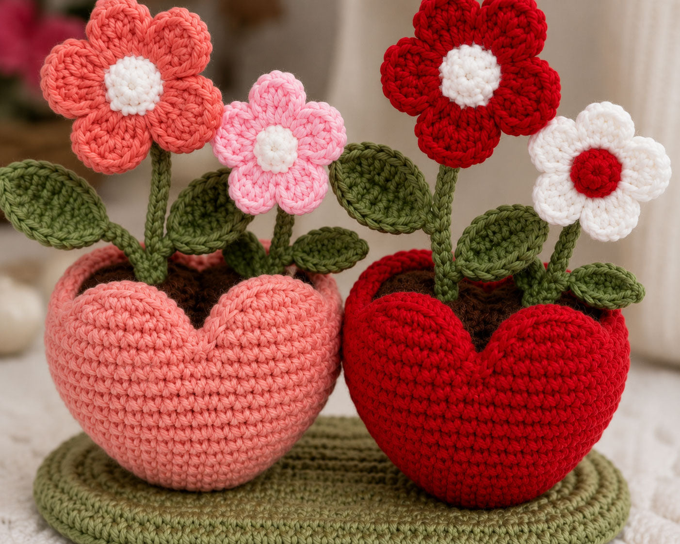 Crochet Delight Blooming Love Flowerpots