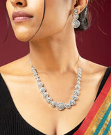 Crystal Halo Zircon Necklace & Earrings Set
