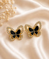 Elegant Black Butterfly Crystal Stud Earrings