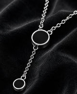 Elegant Double Circle Black Pendant Necklace for Women