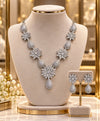 Elegant Floral Teardrop Statement Necklace Set with Matching Earrings