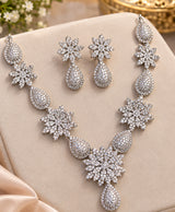 Elegant Floral Teardrop Statement Necklace Set with Matching Earrings