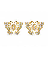 Elegant Gold Butterfly Crystal Stud Earrings