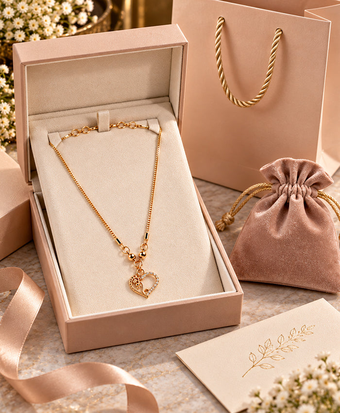 Elegant Gold-Tone Heart Pendant Necklace