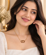 Elegant Gold-Tone Interlocking Double-D Pendant Necklace for Women