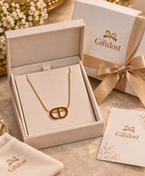 Elegant Gold-Tone Interlocking Double-D Pendant Necklace for Women
