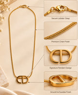 Elegant Gold-Tone Interlocking Double-D Pendant Necklace for Women
