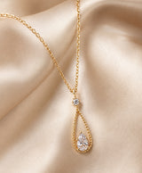 Elegant Gold-Tone Teardrop Crystal Pendant Necklace for Women