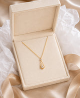 Elegant Gold-Tone Teardrop Crystal Pendant Necklace for Women