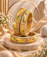 Elegant Multicolor Marble Pattern Lac Bangle Set