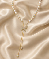 Elegant Pearl Butterfly Long-Tassel Necklace