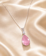 Elegant Pink Teardrop Crystal Pendant Necklace for Women