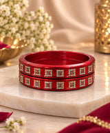 Elegant Red Multicolor Stone Studded Designer Lac Bangle Set