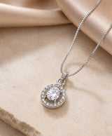 Elegant Round Crystal Halo Pendant Necklace for Women