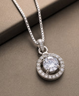 Elegant Round Crystal Halo Pendant Necklace for Women