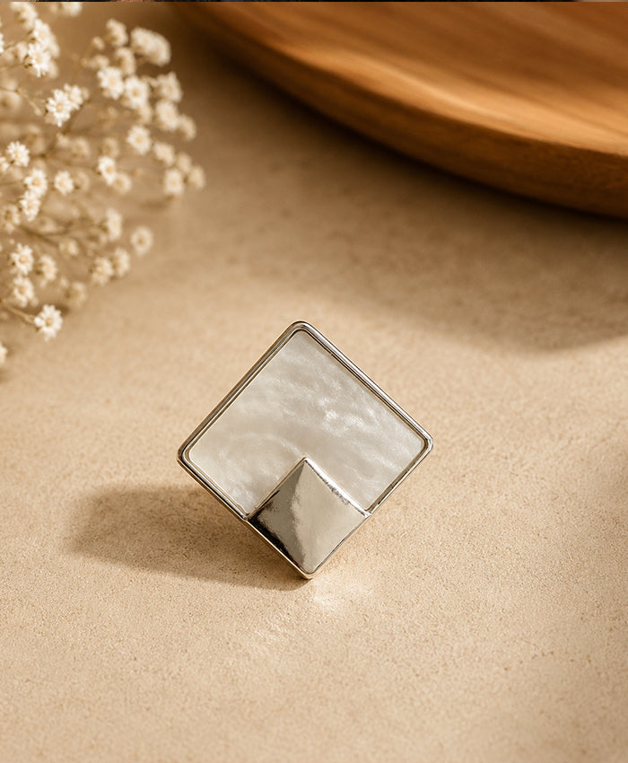Elegant Silver Geometric Square Stud Earrings