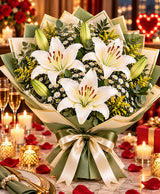 Elegant White Lily Bouquet – 5 Lilies