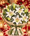 Elegant White Lily Bouquet – 5 Lilies