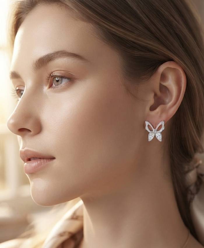 Elegant Crystal Butterfly Stud Earrings