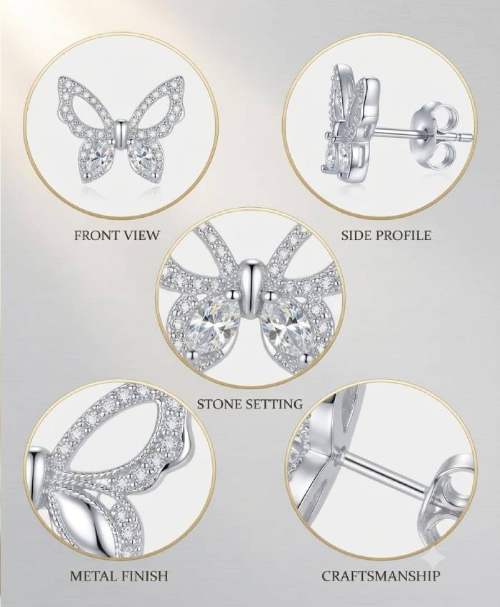Elegant Crystal Butterfly Stud Earrings