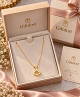 Elegant Gold-Tone Fan Pendant Necklace