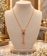 Elegant Rose Gold-Tone Beaded Ball Slider Necklace