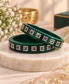 Emerald Green Multicolour Rhinestone Designer Lac Bangle Set