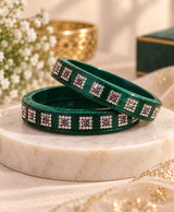 Emerald Green Multicolour Rhinestone Designer Lac Bangle Set