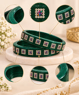 Emerald Green Multicolour Rhinestone Designer Lac Bangle Set