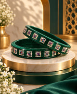 Emerald Green Multicolour Rhinestone Designer Lac Bangle Set