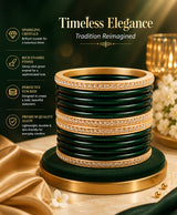 Emerald Green Shimmer Crystal Lac Bangle Set