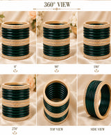 Emerald Green Shimmer Crystal Lac Bangle Set