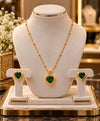 Emerald Heart Gold-Tone Necklace & Earrings Set