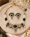 Emerald Green Pearl Kundan Necklace Set