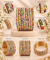 Floral Paisley Multicolour Enamel Chudi Set