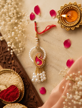 Pink Pearl Paisley Designer Lumba Rakhi