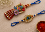 Premium Peacock Designer Rakhi Combo Set