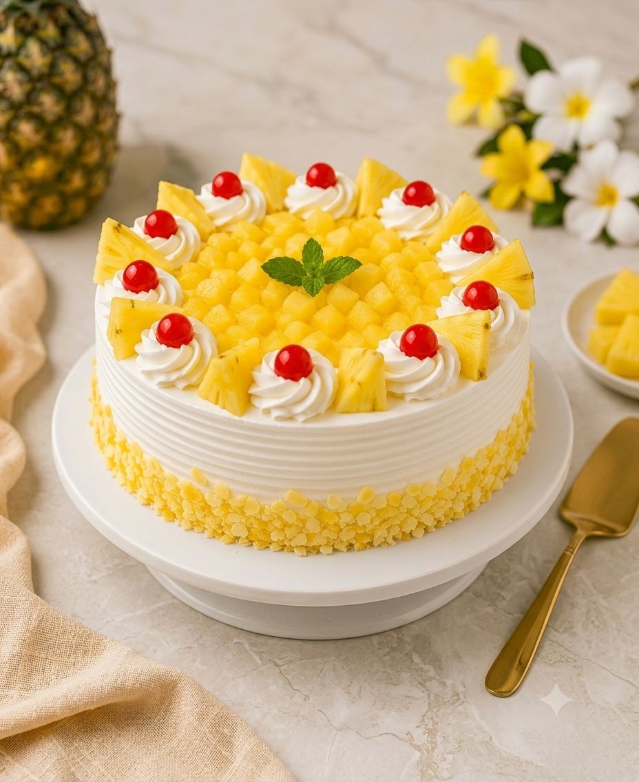 Fresh Pineapple Delight Cream Cake