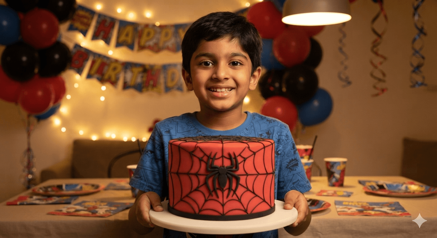 Heroic Spidey Fondant Cake