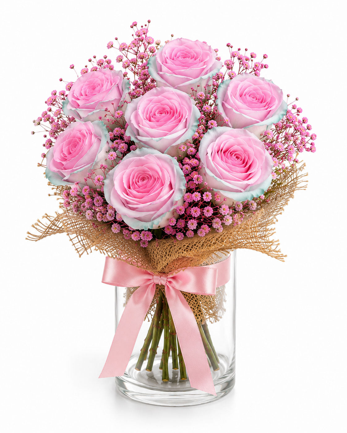 Glass Full of Pink Roses