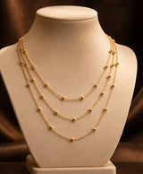 Gold Multi-Layer Beaded Chain Necklace for Women