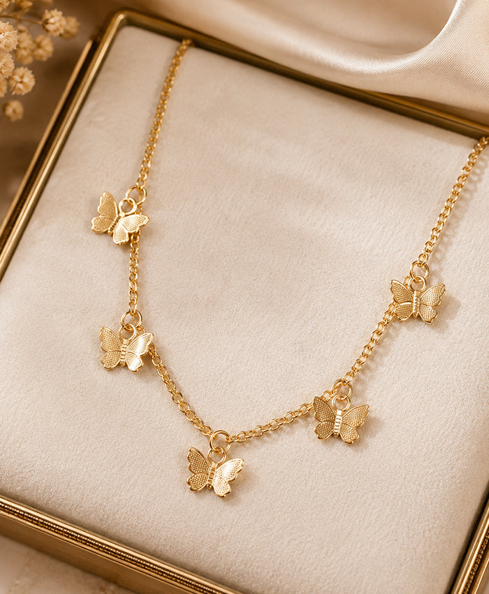 Gold-Tone Butterfly Charm Necklace